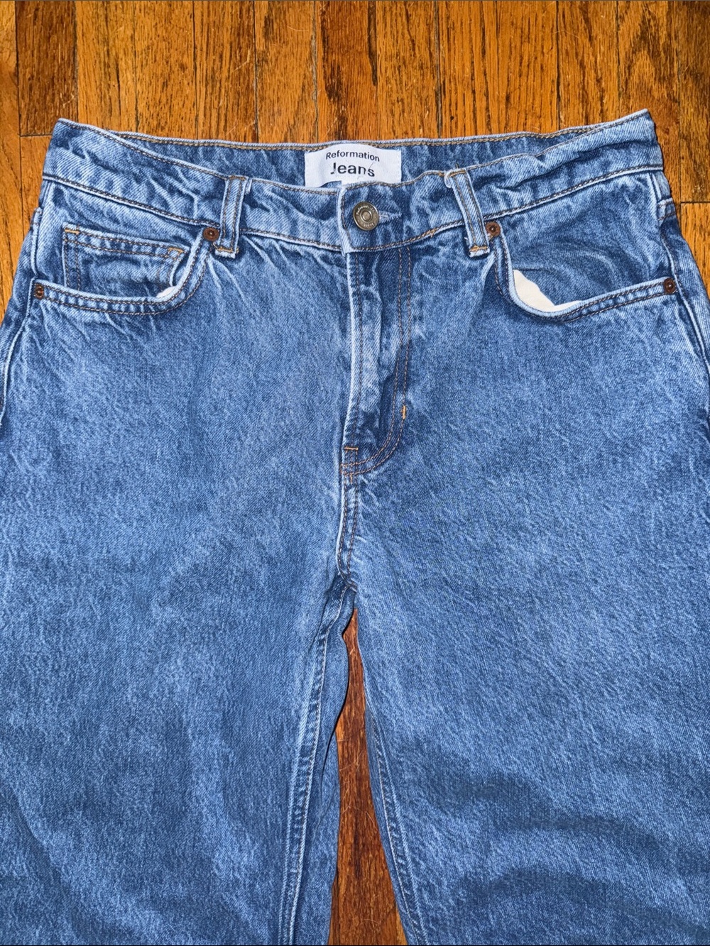 Reformation Wide-Leg Jeans in Medium Blue - Picture 3 of 7